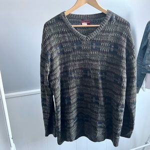 Vintage Knit Grandpa Sweater - Brown Striped